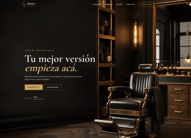 Sistema web de reservas Distrito Barber desarrollado por PixenWeb