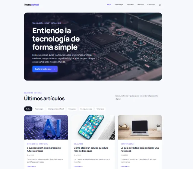 Blog tecnológico TecnoActual desarrollado por PixenWeb